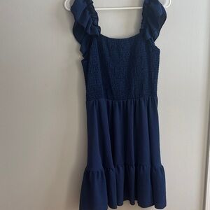 SHEIN Deep Blue Ruffle Dress